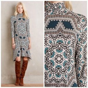 Maeve Geometric Turtleneck Swing Dress